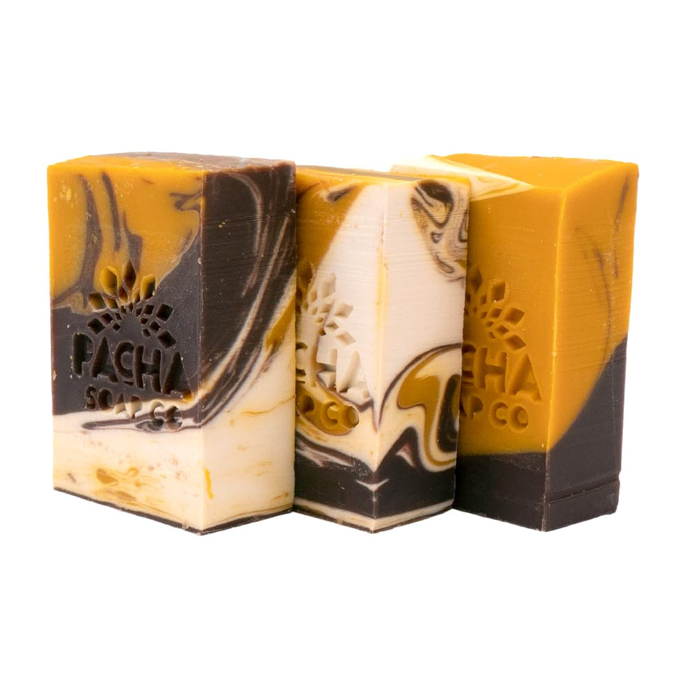 Pacha Soap Co almond goat milk front packaging showing eco-friendly gift appeal