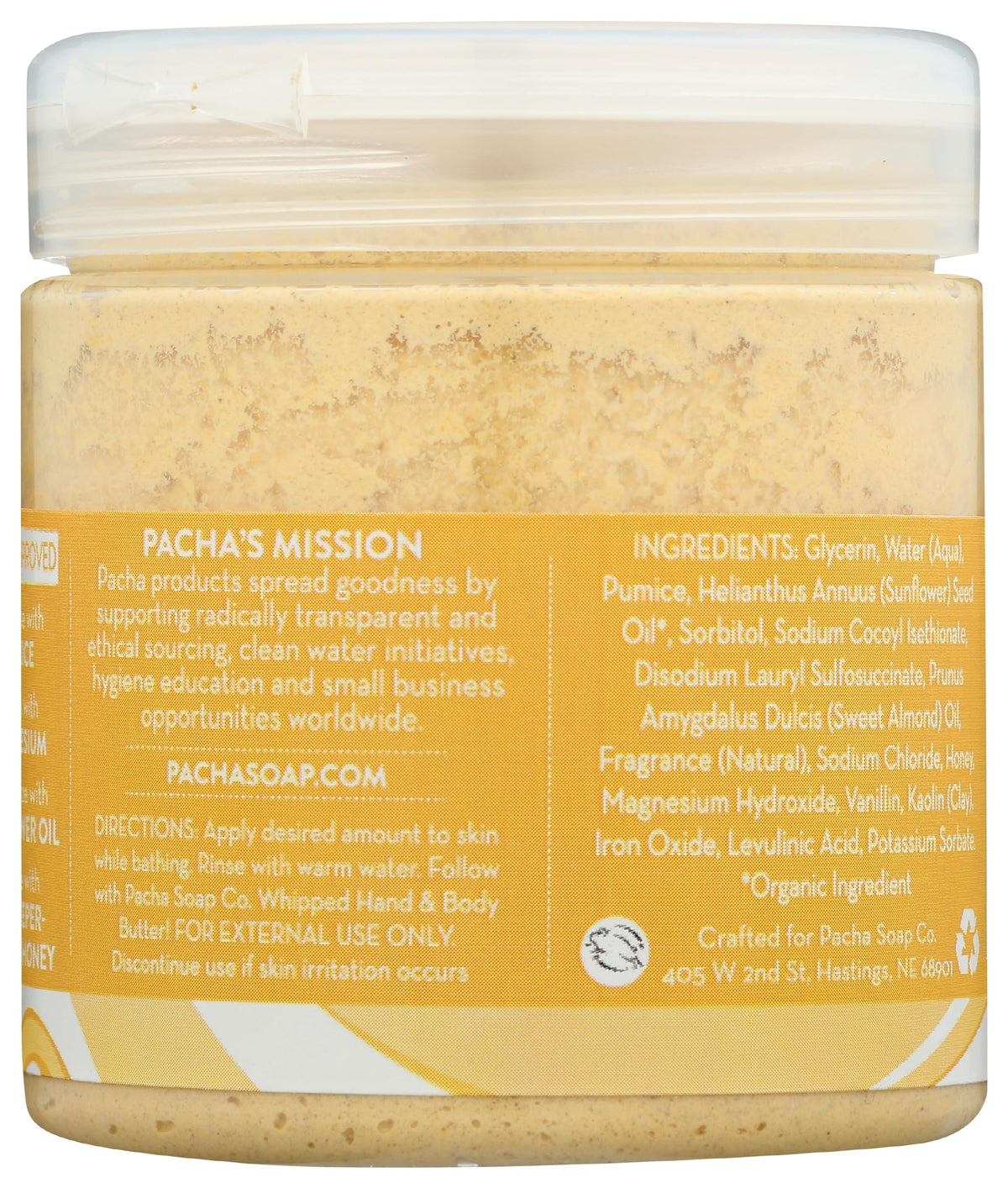 Pacha Soap Co open jar showcasing whipped texture for easy application benefit