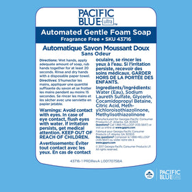 Georgia-Pacific label closeup highlighting Green Seal and hypoallergenic benefit