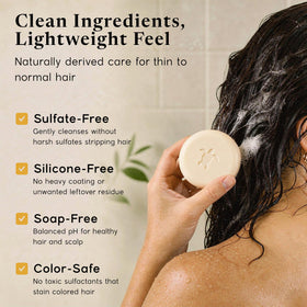 Pacific Spirit bar being applied to wet hair demonstrating easy in-shower use