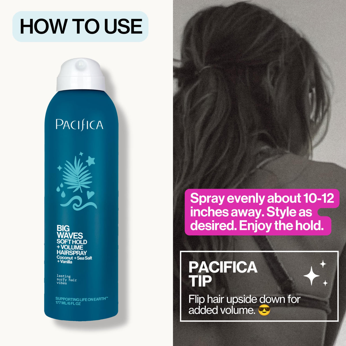 Pacifica Big Waves applied to wavy hair delivering defined waves