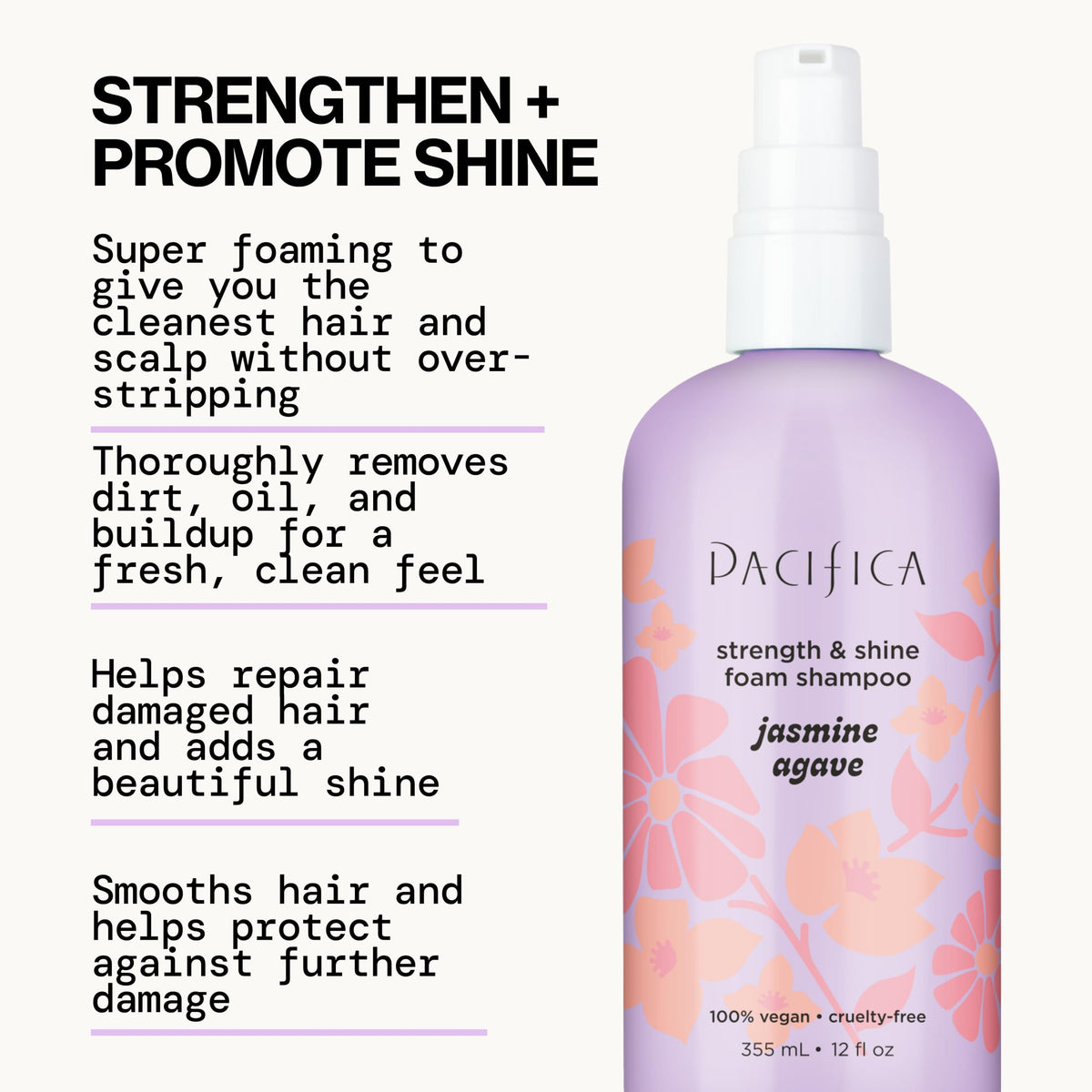 Pacifica bottle close-up label showing clean vegan ingredients and benefits
