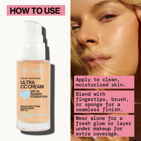 Pacifica CC cream pea-sized portion illustrating how much to use
