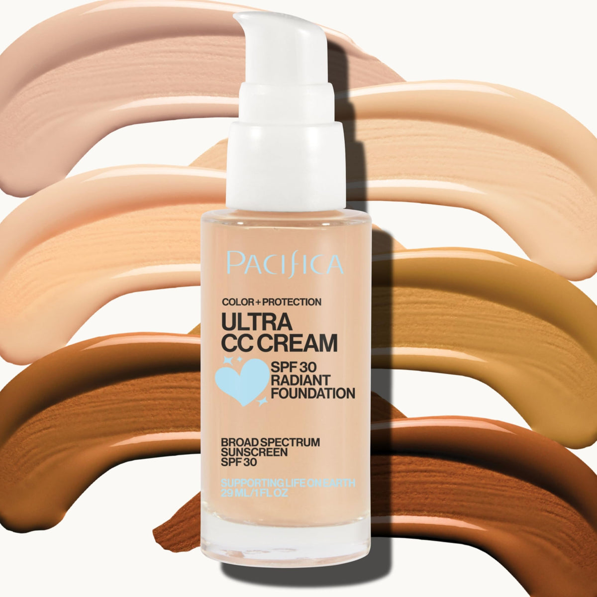 Pacifica CC Cream with SPF icon graphic emphasizing mineral sunscreen protection