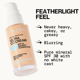 Pacifica CC Cream swatch texture demonstrating dewy finish and blendability