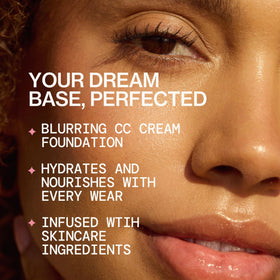 Pacifica CC Cream next to makeup bag illustrating easy routine and portability