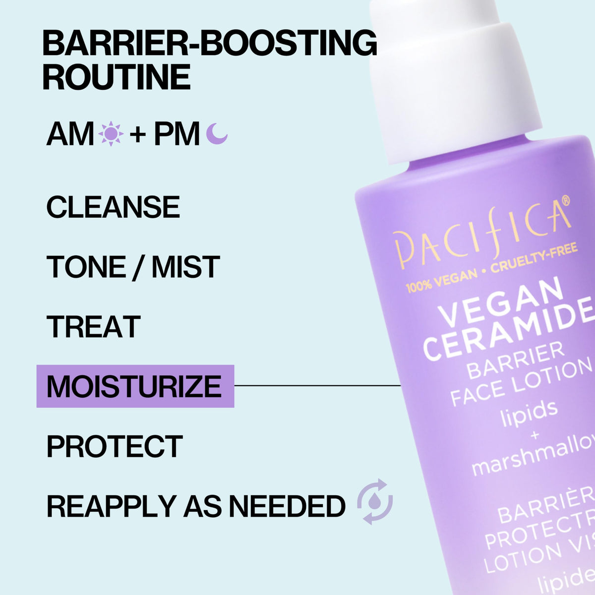 Pacifica being applied to cheek illustrating soothing hydration for sensitive skin