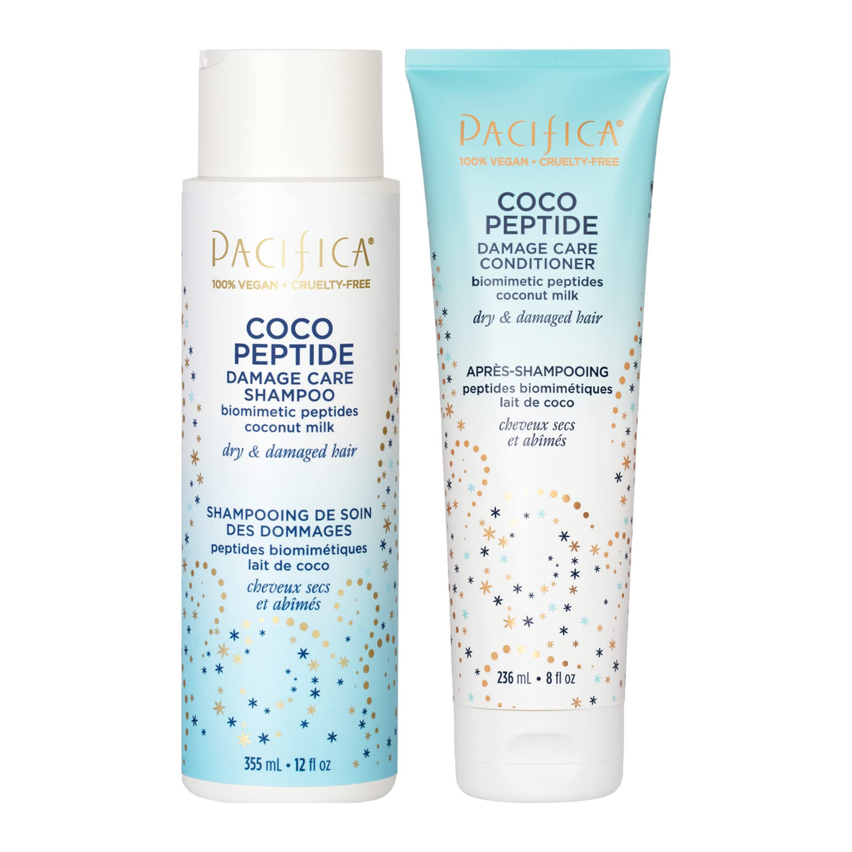Pacifica front packaging showing Coco Peptide duo and tropical benefit