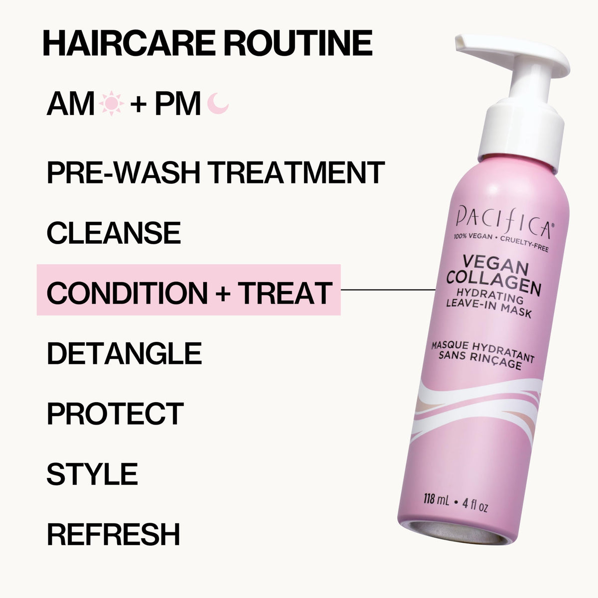 Pacifica combing through hair after application to show improved manageability