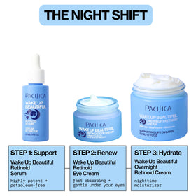 Pacifica cream applied under eye demonstrating smoothing and hydrating effect