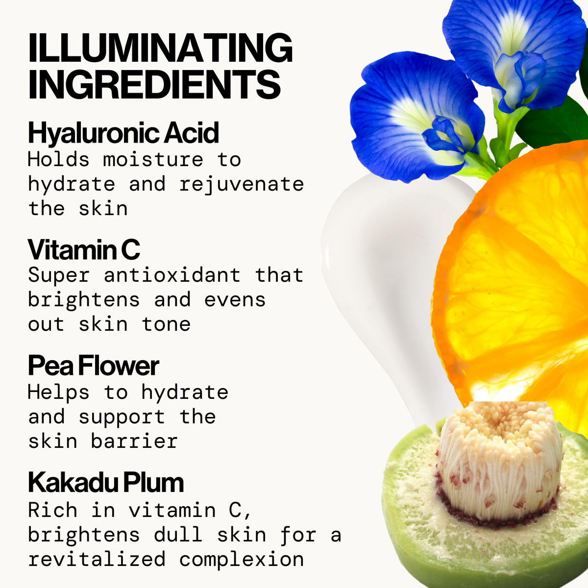 Pacifica Dreamlit kakadu plum ingredient display conveying natural vitamin C boost