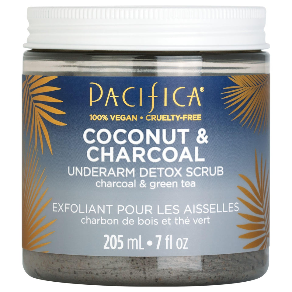 Pacifica front jar armpit scrub showing product and brand benefits