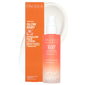 Pacifica front packaging showing VitaGlow bottle and branding, clear product benefit