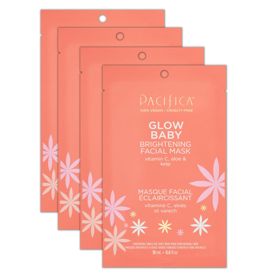 Pacifica front packaging showing four-mask pack and brightening benefit