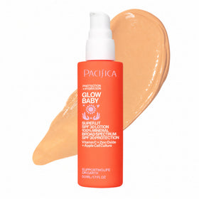 Pacifica front packaging showing bottle and label, highlighting clean design and SPF benefit