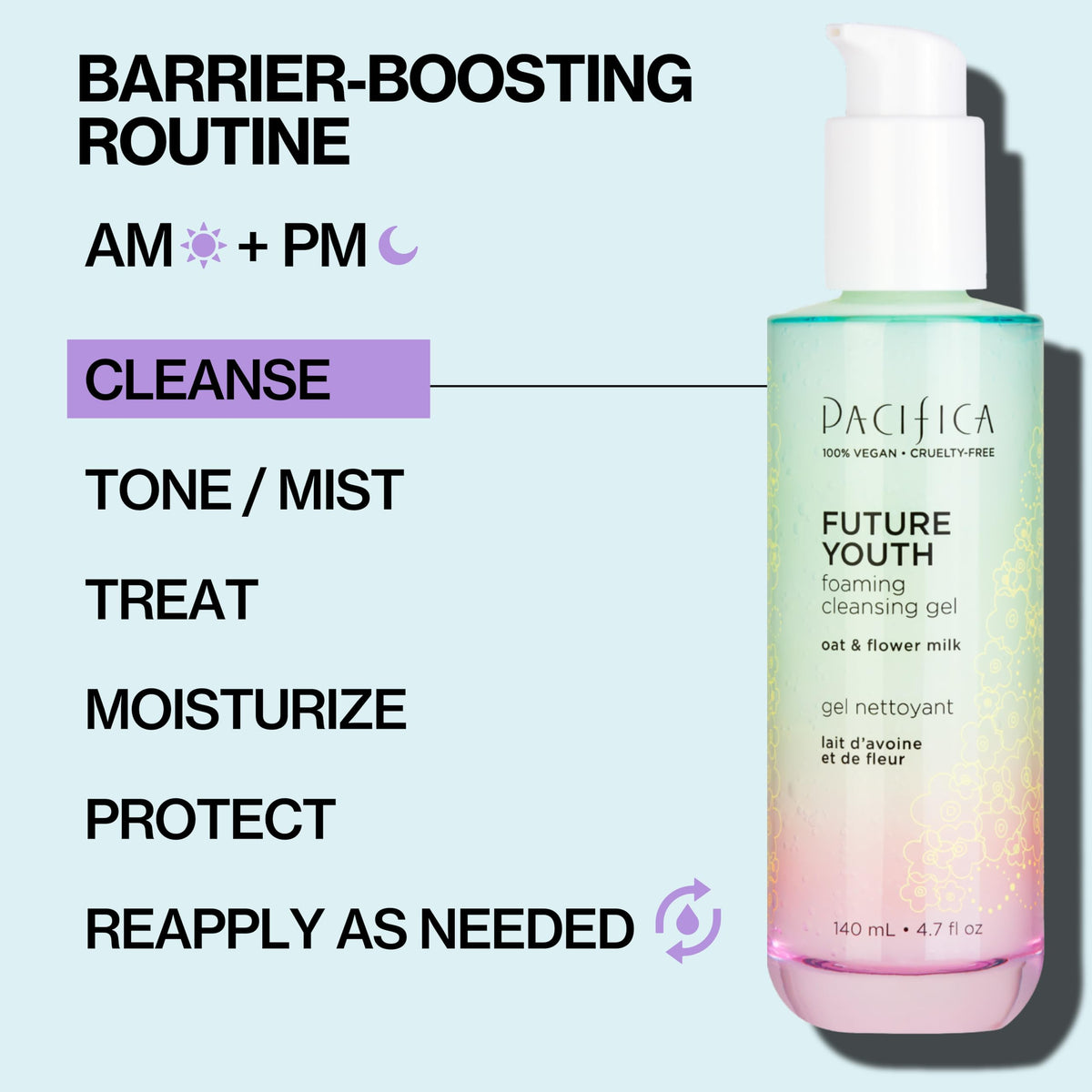 Pacifica bottle recyclable label highlighting eco-friendly packaging