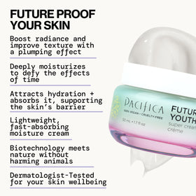 Pacifica Future Youth botanical ingredients flatlay highlighting plant antioxidants