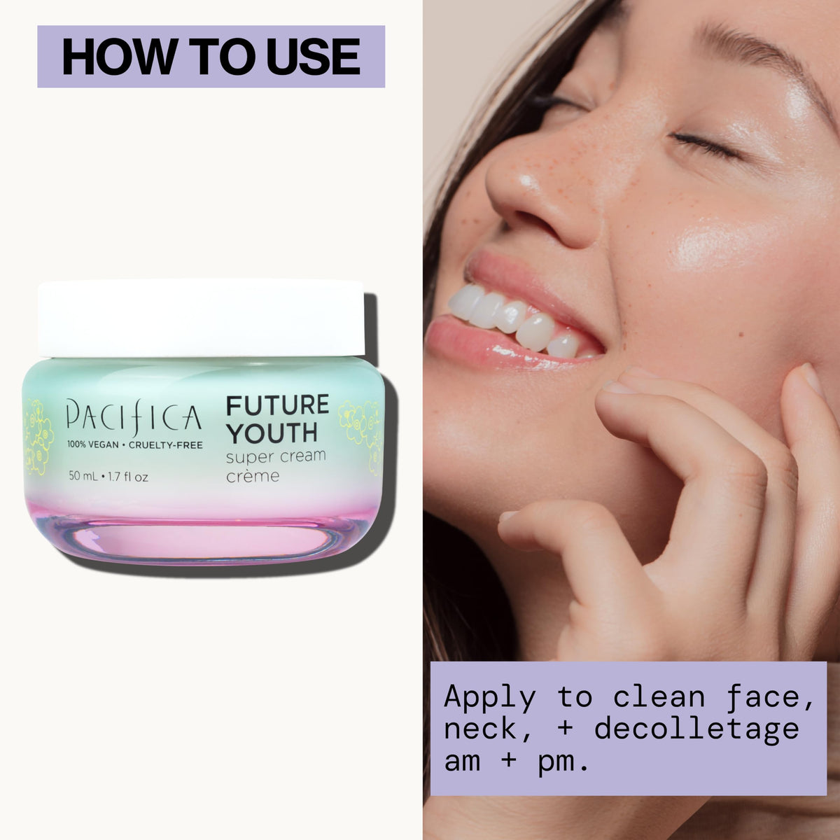 Pacifica Future Youth label close-up showing ingredient highlights and clean formulation