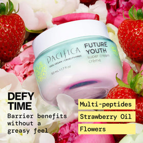 Pacifica Future Youth on bathroom vanity staging showing everyday routine compatibility