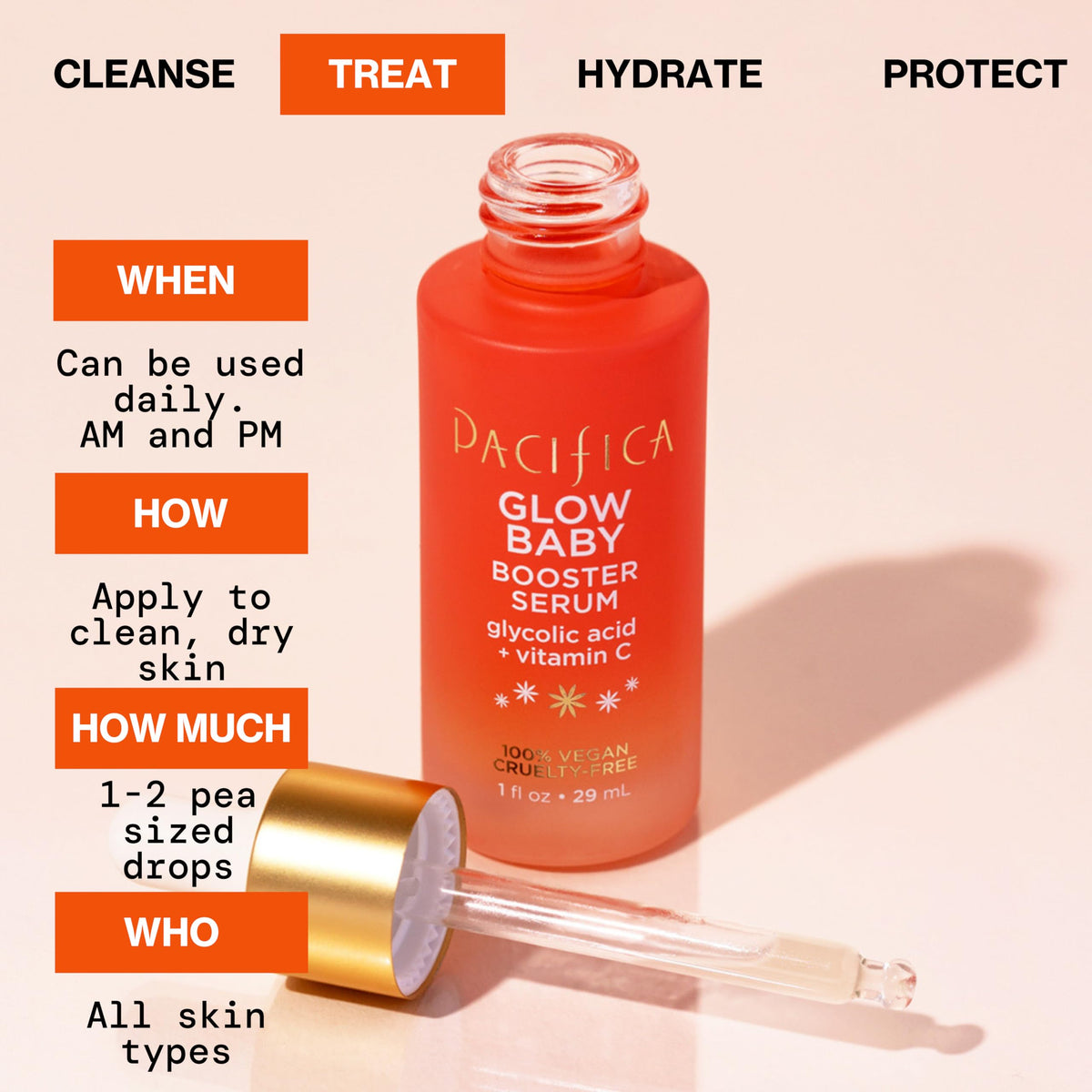Pacifica bottle label detail emphasizing clean, fragrance-free formula