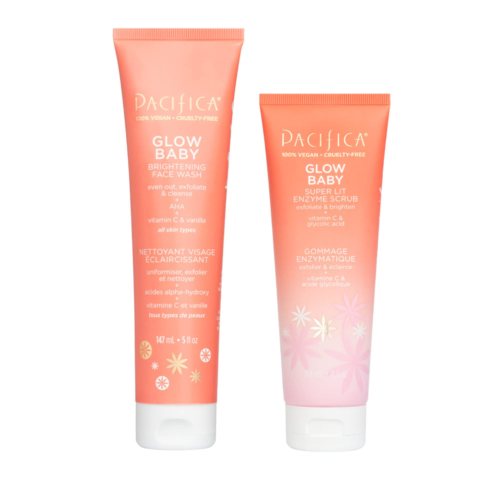 Pacifica Glow Baby front packaging showing both cleanser and scrub for radiant routine