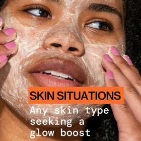 product styled on bathroom shelf showing clean-beauty routine and aesthetic benefit
