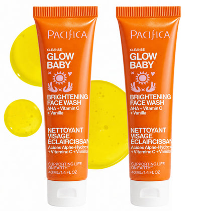 Pacifica front packaging showing two bottles and bright cleanser benefits