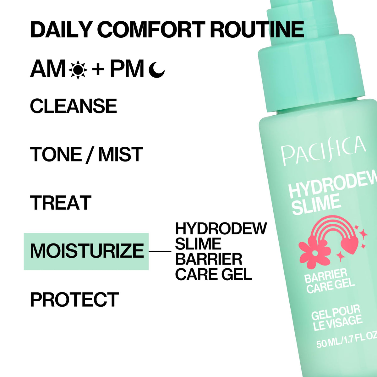 Pacifica Hydrodew Slime label close-up showing ingredients and clean formulation