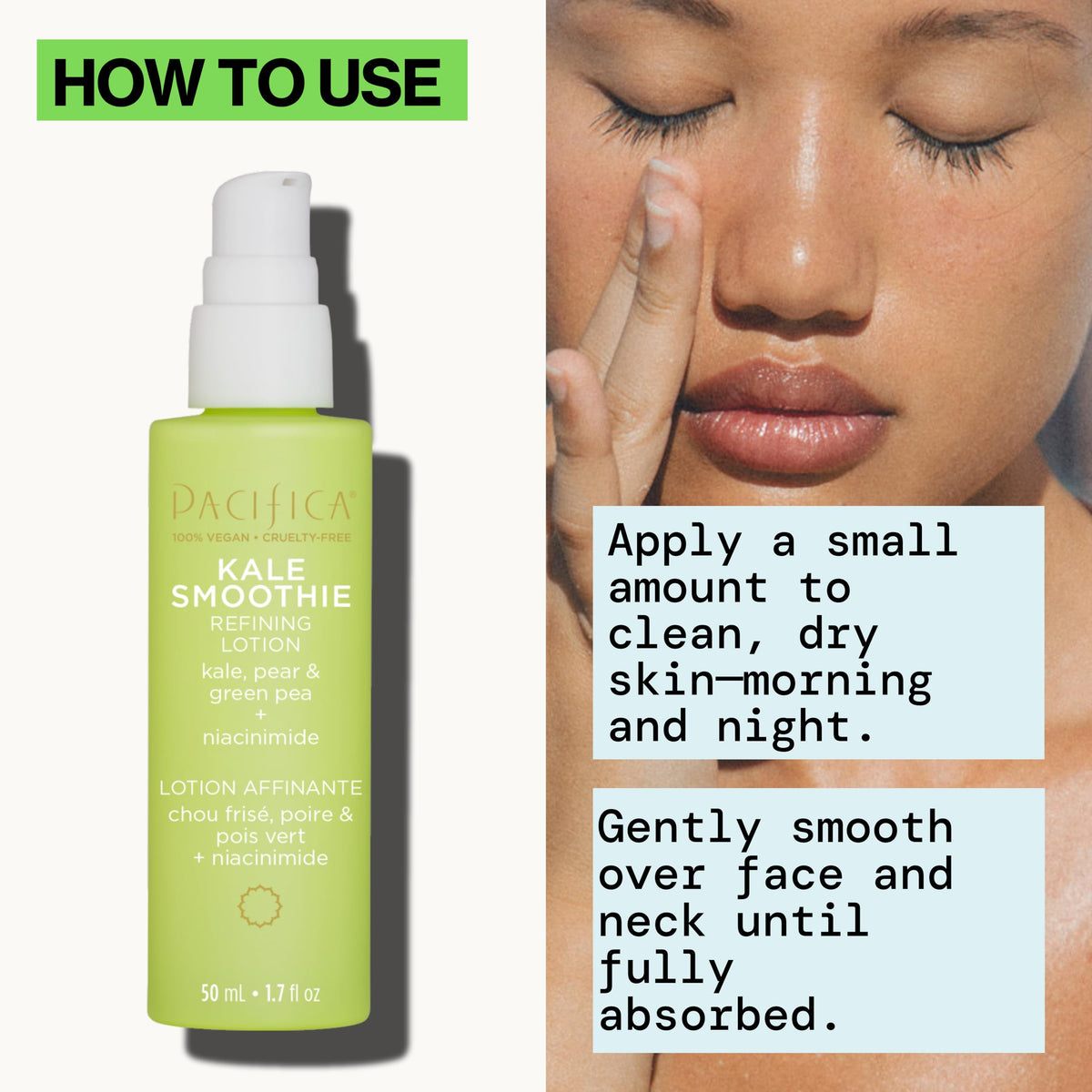 Pacifica application on cheek showing smooth finish and no greasy residue