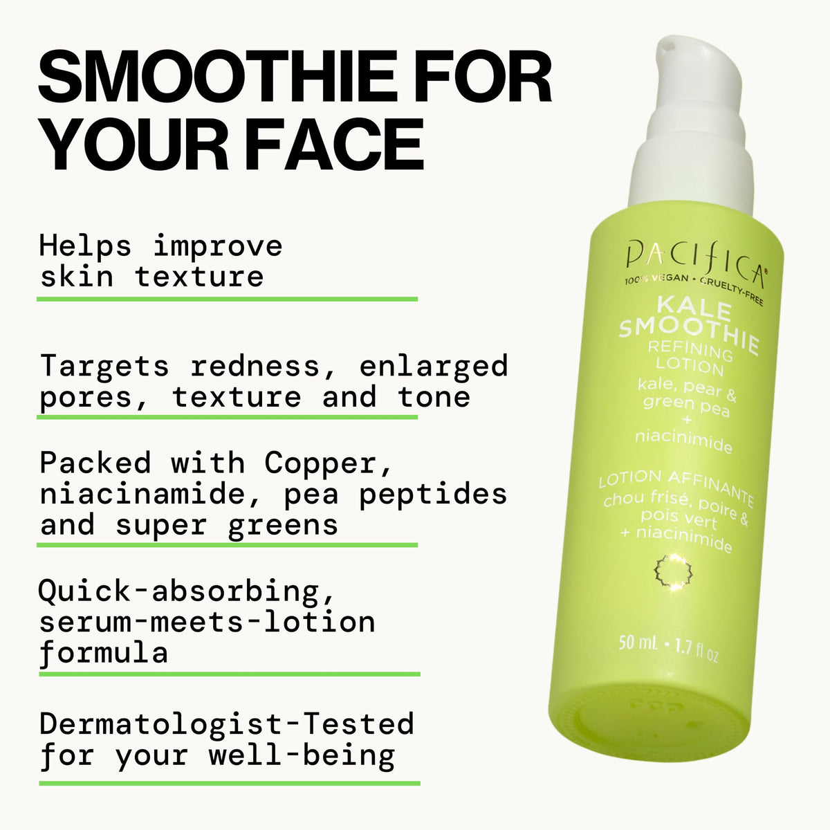 Pacifica texture close-up revealing gel-like lotion for fast absorption