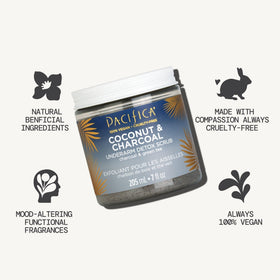 Pacifica label and claims closeup highlighting vegan and aluminum-free benefits