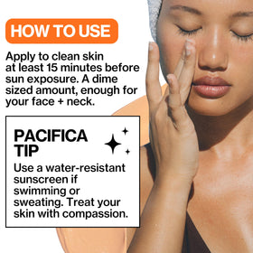 Pacifica lifestyle beach shot showing sunscreen protection during outdoor activities