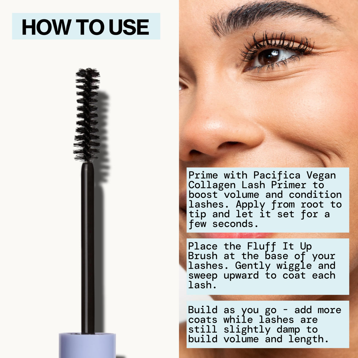 Pacifica ingredient label close-up emphasizing vegan collagen and clean formula benefit