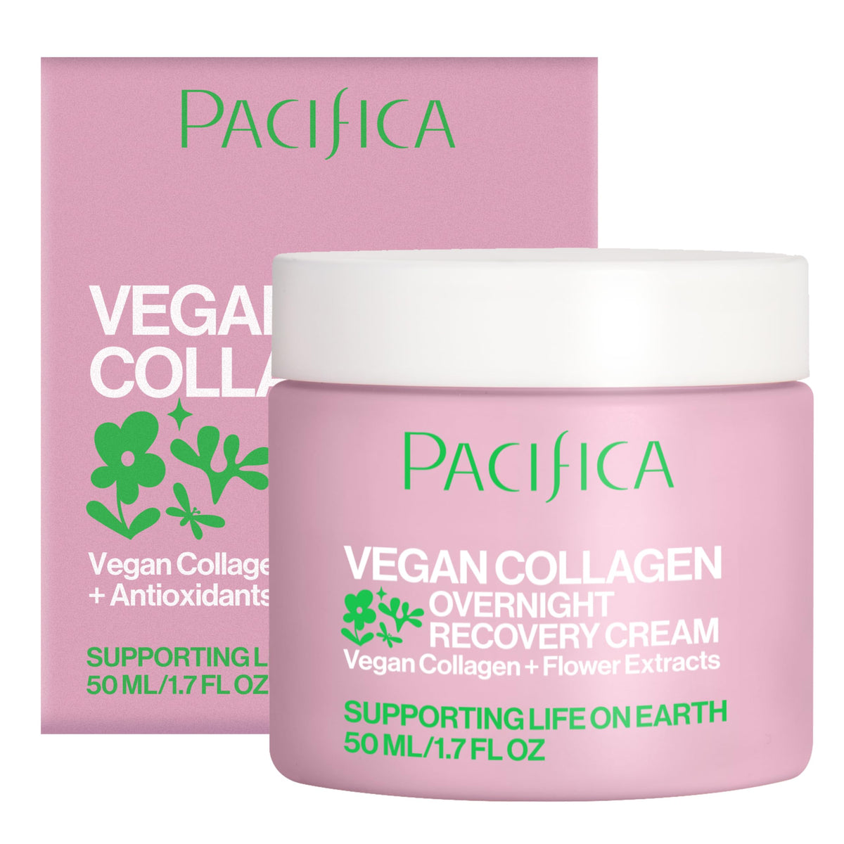 Pacifica night cream front jar showing clean packaging and hydration benefits