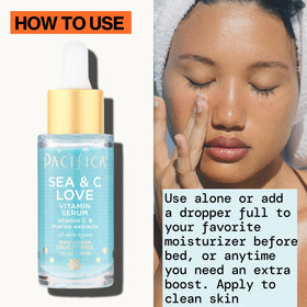 Pacifica bottle on bathroom counter as part of nighttime routine to show easy layering