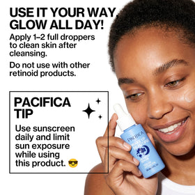 Bathroom shelf setup showing Pacifica serum as part of a calming nighttime routine
