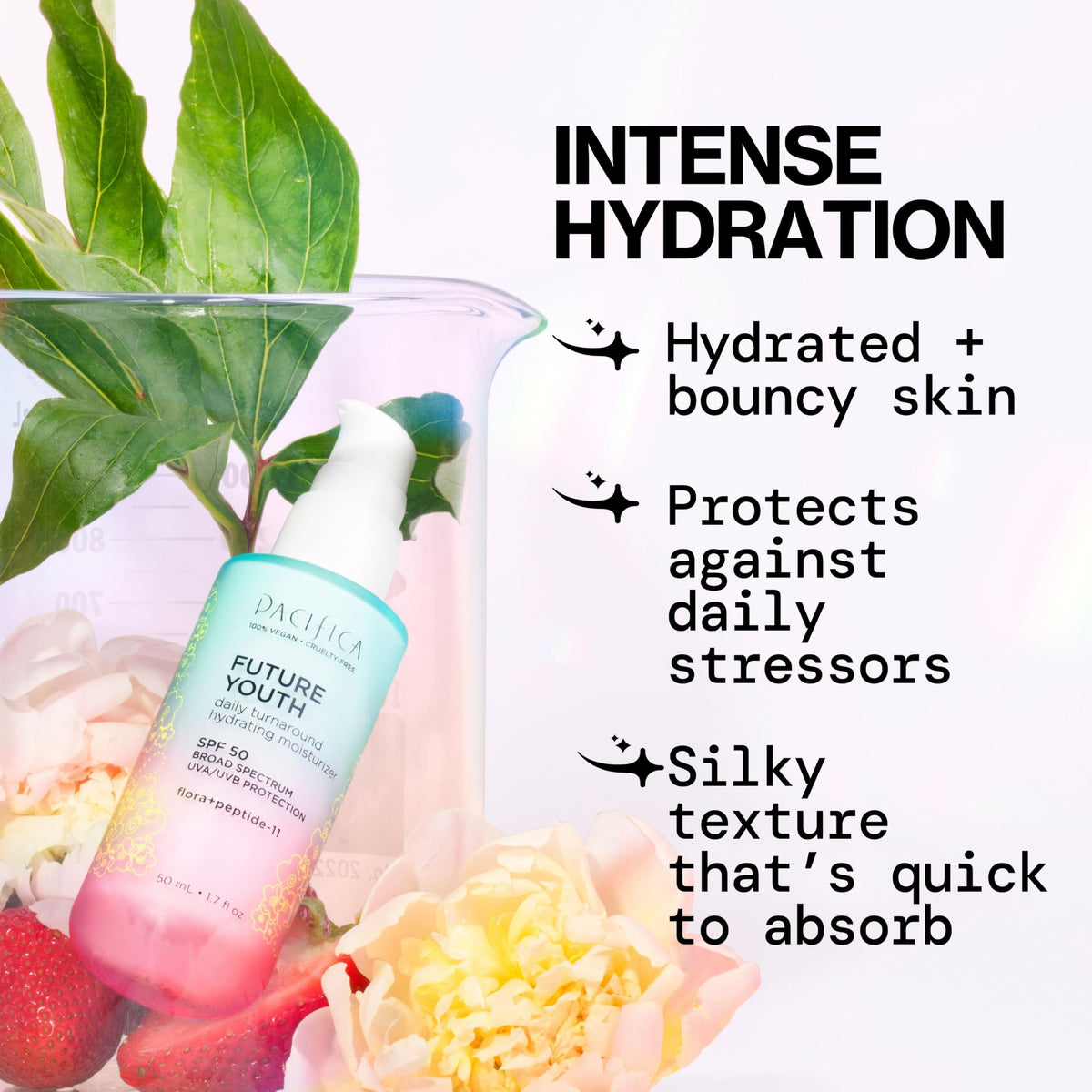 Pacifica peptide moisturizer texture closeup demonstrating smooth hydration