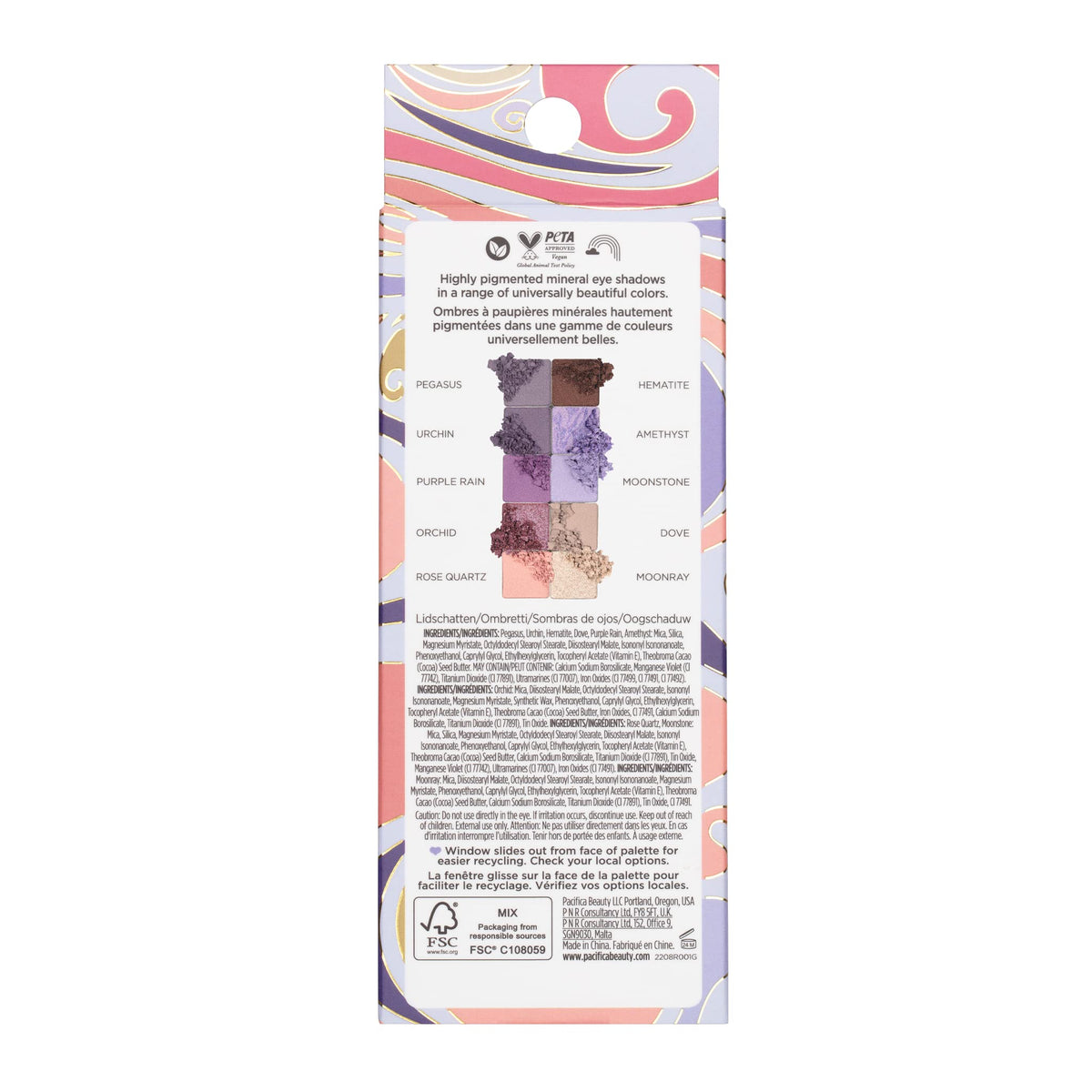 Pacifica recyclable cardboard packaging showing brand commitment to eco-friendly beauty