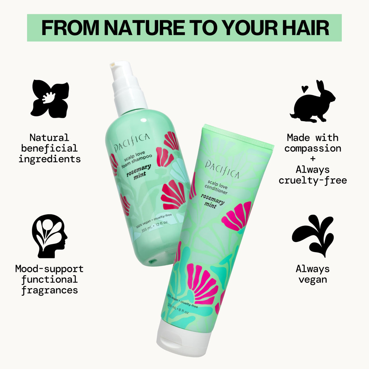 Pacifica close-up texture of shampoo foam revealing gentle cleansing benefit