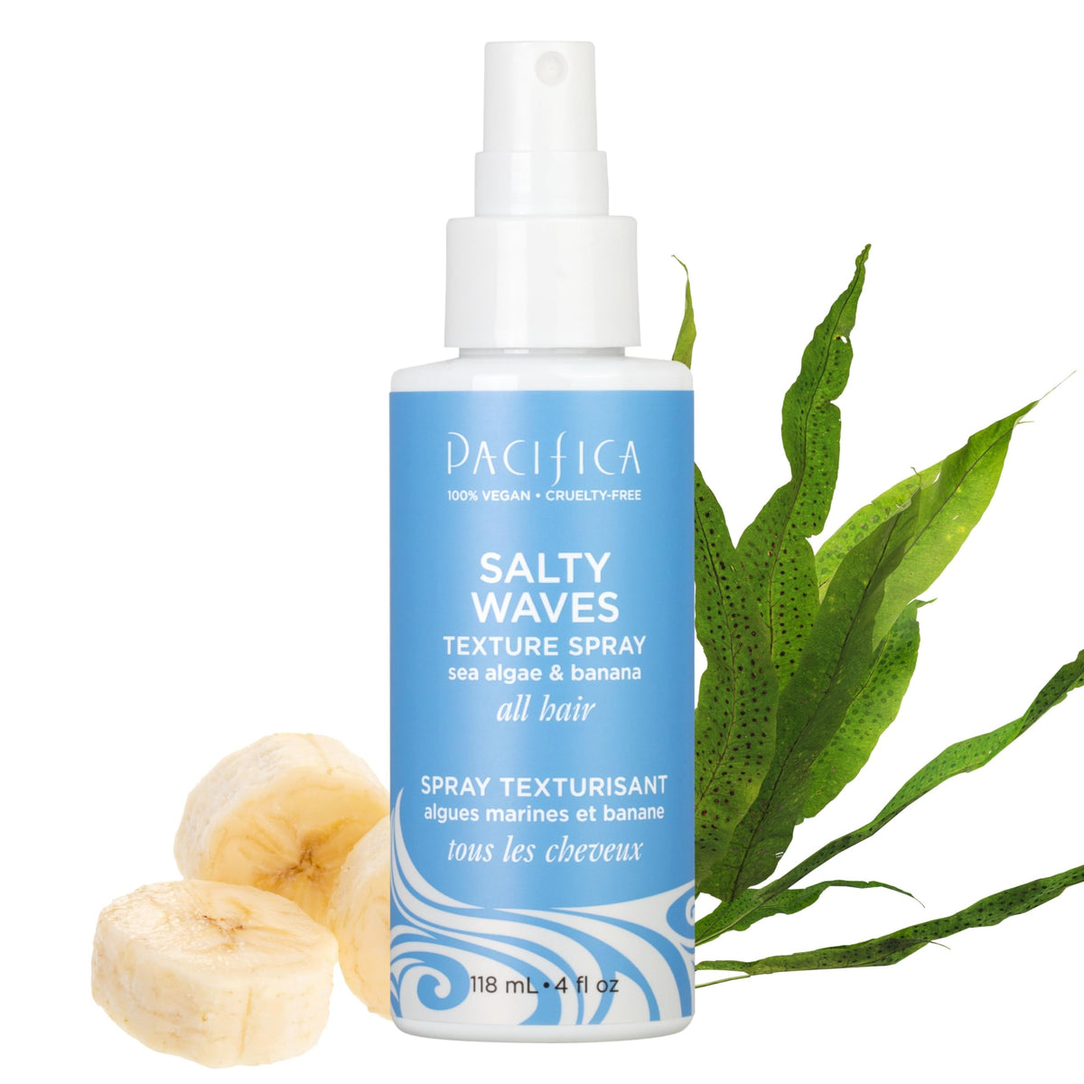 Pacifica Salty Waves front bottle showing packaging and banana scent benefit