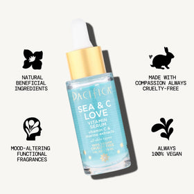 Pacifica serum on back of hand demonstrating lightweight texture and quick absorption