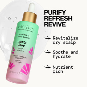 Pacifica bottles next to ruler showing 2 oz serum and 4 oz scrub size