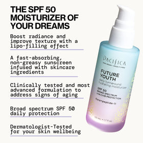Pacifica SPF 50 label closeup highlighting broad spectrum protection