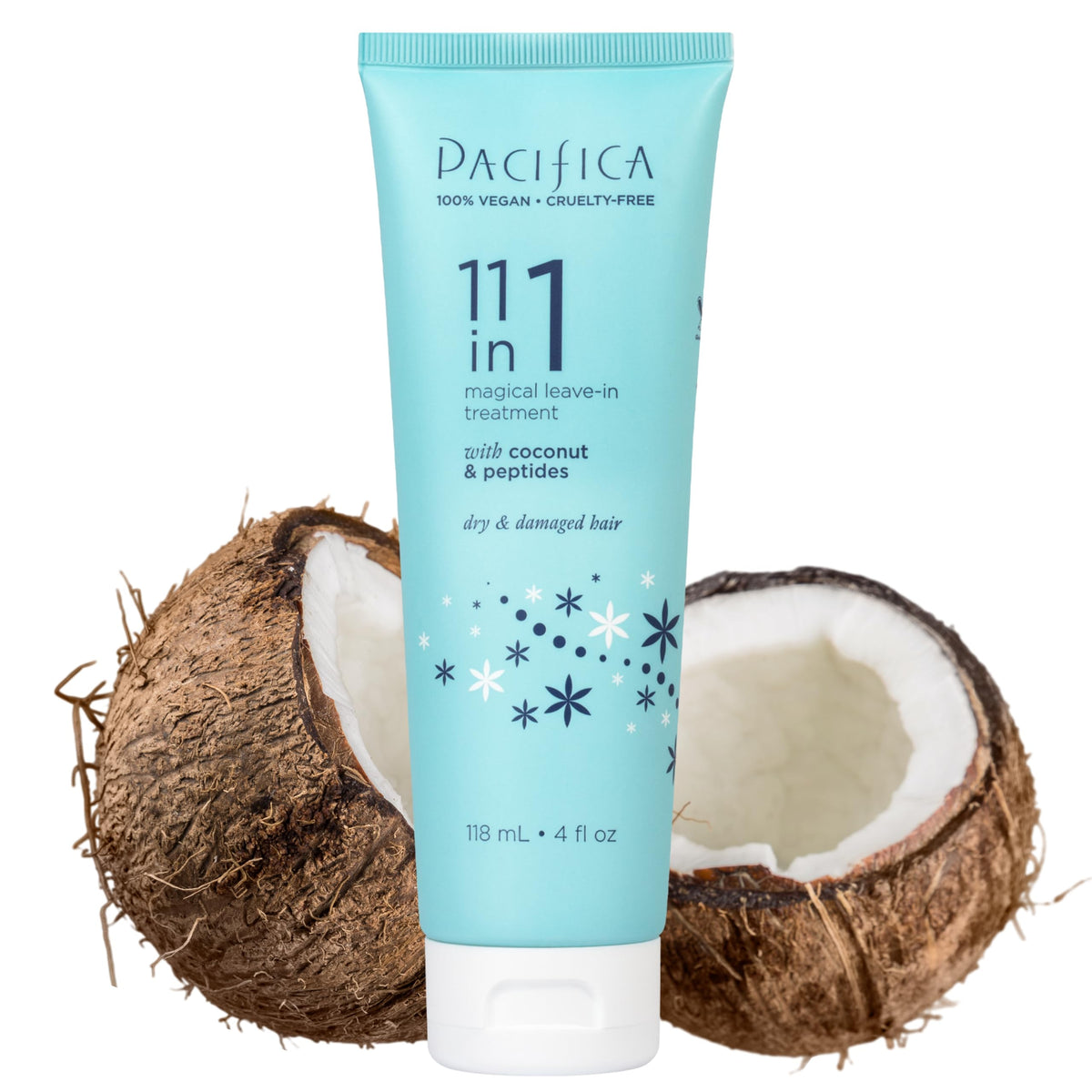 Pacifica detangler being applied to wet hair demonstrating easier comb-through and reduced breakage