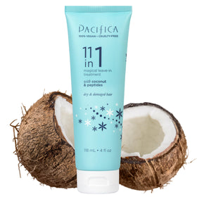 Pacifica detangler being applied to wet hair demonstrating easier comb-through and reduced breakage