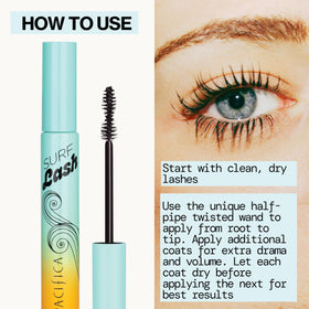 Pacifica Surf Lash before and after comparison showing visible length benefit