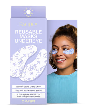 Pacifica front view of silicone under-eye masks showing shape and comfort benefit
