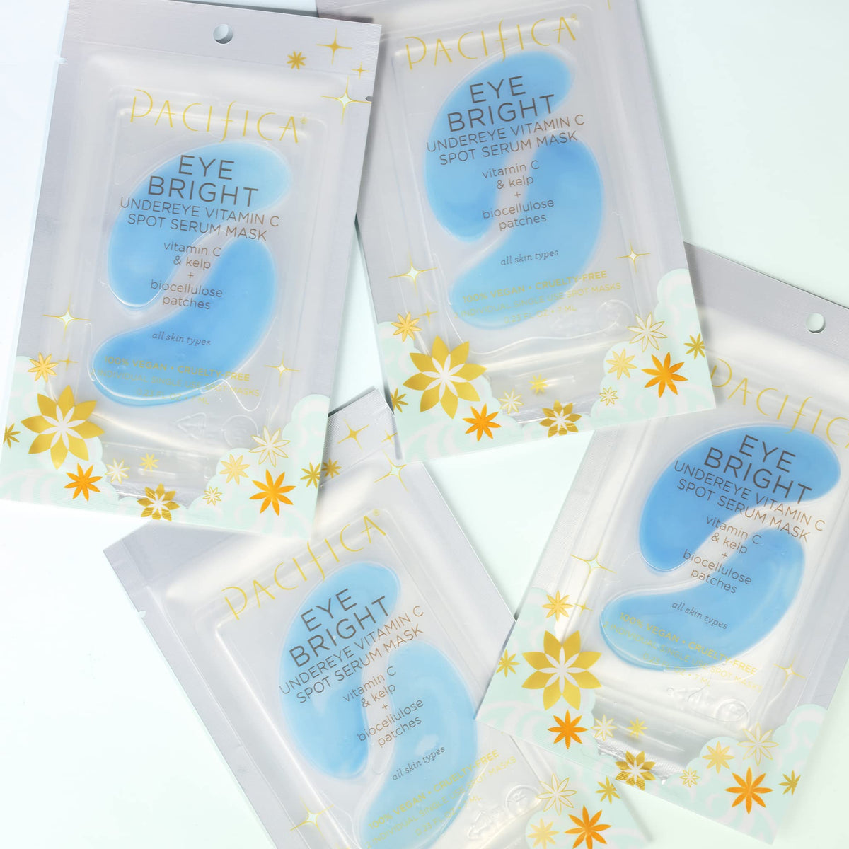 Pacifica under-eye mask applied to model demonstrating immediate refresh