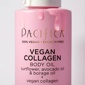 Pacifica 4 fl oz oil next to hand for size and usage clarity
