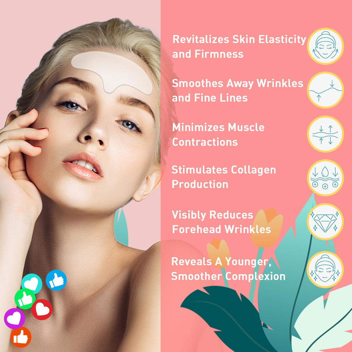 Pacify patches on model forehead showing discreet wear and smoothing effect